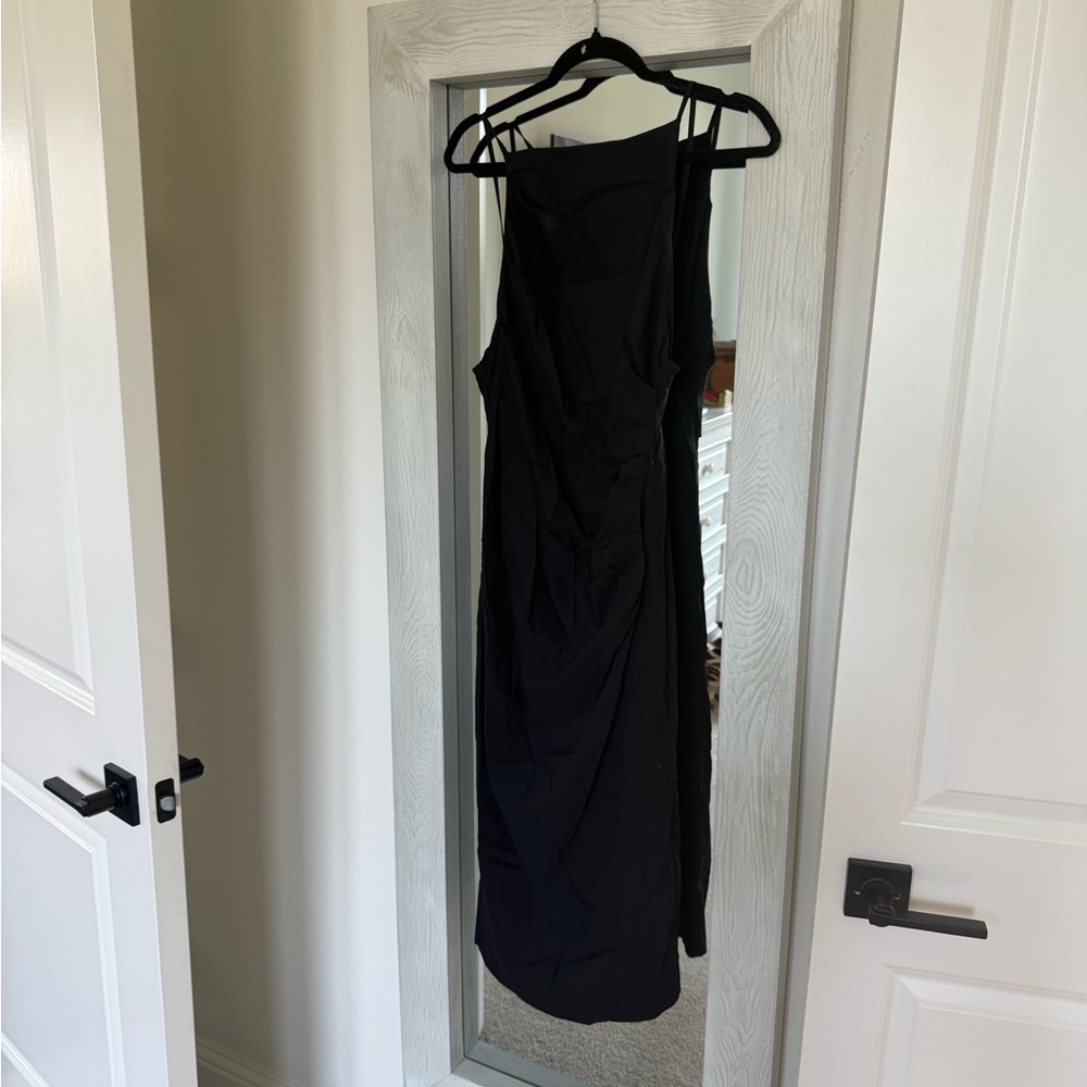 Zara black high neck midi dress